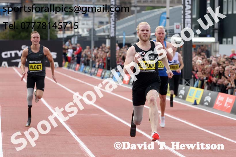 Mens IPC T44 100 metres, 2017 Great North CityGames, Gateshead/Newcaste. Photo: David T. Hewitson/Sports for All Pics